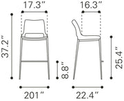 Zuo Modern Counter Stool Set of 2, 37.2