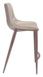 Zuo Modern transitional counter stools – warm brown faux leather and walnut-finished legs
