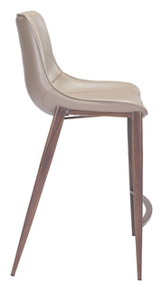 Zuo Modern transitional counter stools – warm brown faux leather and walnut-finished legs