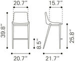 Zuo Modern transitional counter stools – warm brown faux leather and walnut-finished legs