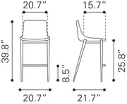 Zuo Modern transitional counter stools – warm brown faux leather and walnut-finished legs
