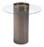 Round Glass Top Accent Table With Antique Finish Base