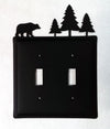 Rustic Bear & Pine Trees Double Switch Cover Metal Plate