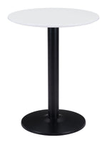 Dining Table 29.9" H – White & Black, Painted MDF Round Top & Powder-Coated Steel Base by Zuo Modern