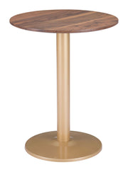 Modern Brown & Gold Bistro Table with Round Top