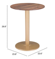 Modern Brown & Gold Bistro Table with Round Top