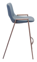Zuo Modern Counter Height Chairs In Azure Gray With Walnut Finish Legs