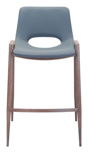 Zuo Modern Azure And Walnut Counter Stool Set For Home And Hospitality
