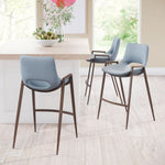 Zuo Modern Faux Leather Azure Bar Stools Set For Kitchen Or Bar