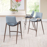 Zuo Modern Faux Leather Azure Bar Stools Set For Kitchen Or Bar