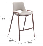 Zuo Modern Neutral Counter Stool Pair With Faux Wood Finish