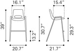 Zuo Modern Indoor Barstools Set For Dining Or Entertainment Areas