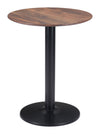 Modern Round Bistro Table with Faux Wood Top – Brown & Black Finish