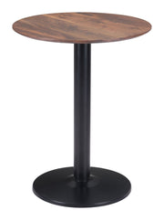 Modern Round Bistro Table with Faux Wood Top – Brown & Black Finish