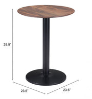 Small Café Table with Steel Pedestal Base and Faux Wood Surface