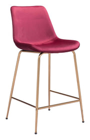 Zuo Modern Red Velvet Counter Stool – Gold Frame