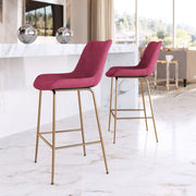 Zuo Modern Tony Counter Stool – 330 lbs Capacity – Red Velvet Seat