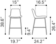 Zuo Modern Counter Stool – 330 lbs Capacity – Red Velvet & Gold Frame
