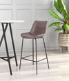 Zuo Modern Byron Barstool – Brown Faux Leather, Matte Black Steel Frame