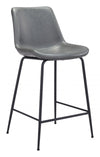 Mid-Century Gray Counter Stool – Faux Leather Seat & Steel Legs