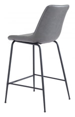 Minimalist Gray Counter Stool – Faux Leather for Dining or Bar