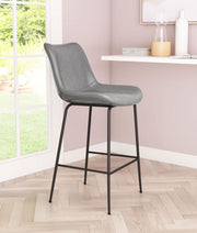 Zuo Modern Counter Stool – Gray Faux Leather with Footrest