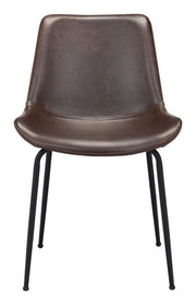 Industrial Style Dining Chairs – Brown Upholstery