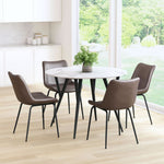 Padded Faux Leather Dining Chair Pair – Brown Finish
