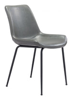Dining Chair 31.7" H (Set of 2) – Gray, Faux Leather Upholstery & Black Steel Legs by Zuo Modern