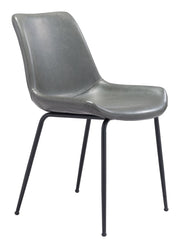 Gray Faux Leather Dining Chair Set with Black Steel Legs