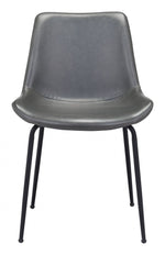 Compact Faux Leather Dining Chair Set – Gray Finish