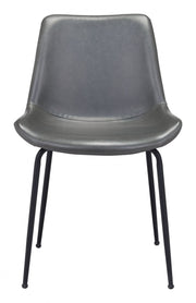 Compact Faux Leather Dining Chair Set – Gray Finish
