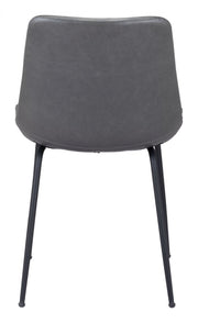 Compact Faux Leather Dining Chair Set – Gray Finish