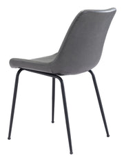 Gray Faux Leather Dining Chair Set with Black Steel Legs
