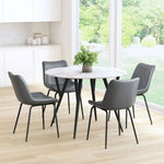 Mid-Century Gray Dining Chair Pair with Metal Frame
