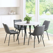 Mid-Century Gray Dining Chair Pair with Metal Frame