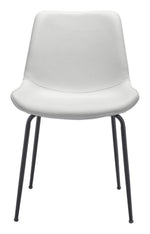 Compact Faux Leather Dining Chair Set – White Finish