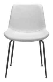 Compact Faux Leather Dining Chair Set – White Finish