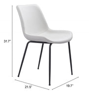 Mid-Century Dining Chair Pair in White Upholstery