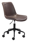 Zuo Modern Byron Office Chair – Brown Faux Leather with Swivel Base
