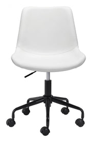 Home Office Chair – White Upholstery with 360° Swivel & Adjustable Height