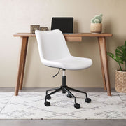 Modern Swivel Desk Chair in White Faux Leather by Zuo Modern