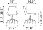 Byron Mid-Century Office Chair – Adjustable Height & Rolling Base