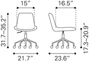 Byron Mid-Century Office Chair – Adjustable Height & Rolling Base