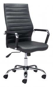 Primero Office Chair – Black Faux Leather & Chrome Frame
