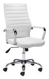 Zuo Modern Primero Office Chair – White Faux Leather & Chrome Frame
