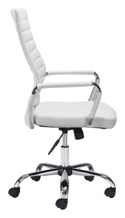 Primero Adjustable White Desk Chair – Tufted Faux Leather Upholstery