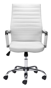 Modern White Faux Leather Office Chair with Chrome Steel Base