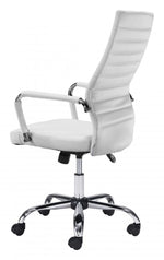 Zuo Modern Primero Task Chair – White Upholstery with Rolling Base