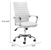 Modern Adjustable White Desk Chair with Chrome Finish Frame